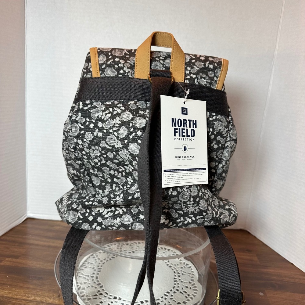 Pottery Barn PBteen North Field Collection Mini Rucksack GrayFloral Backpack NWT - Picture 6 of 10